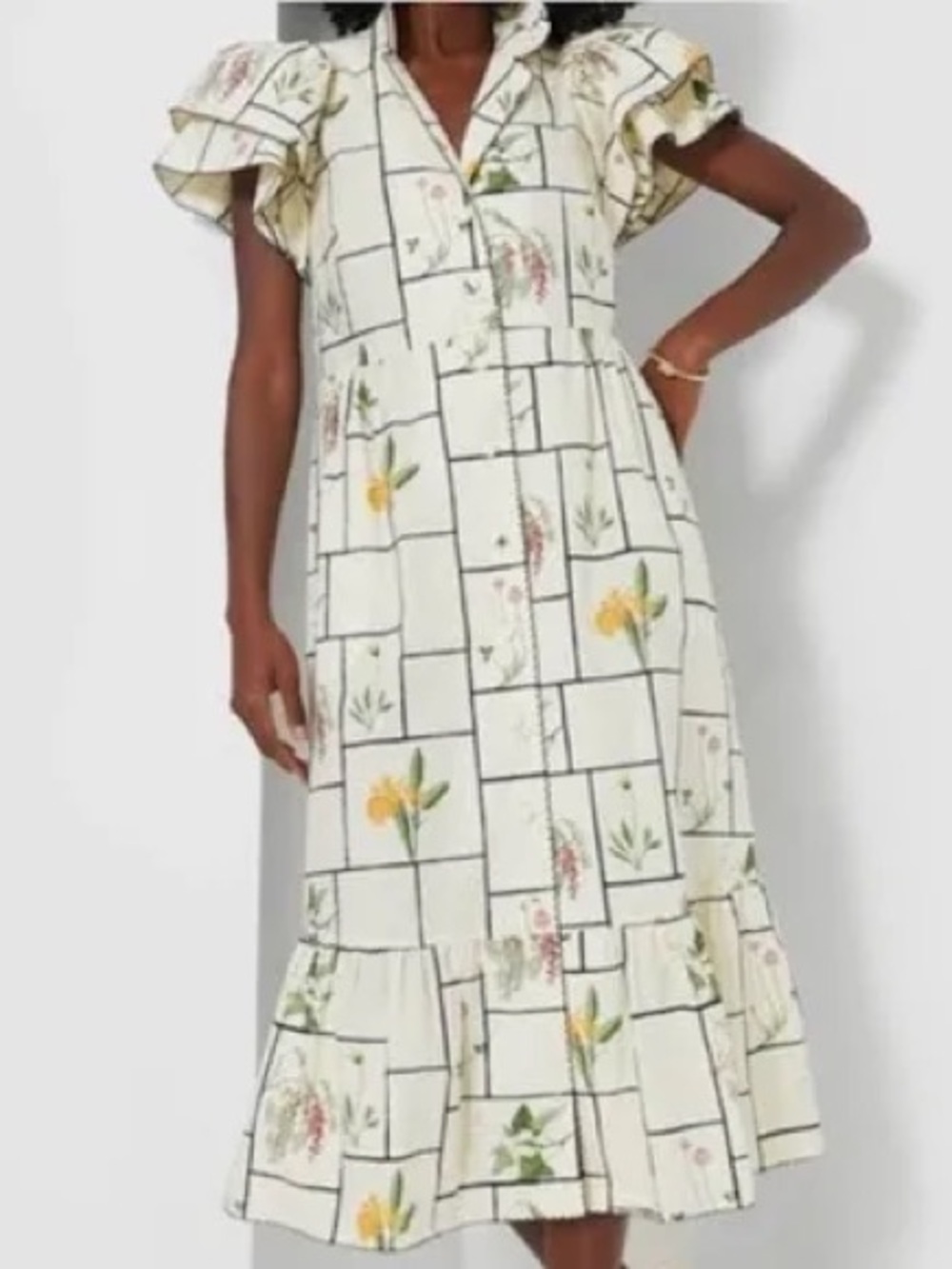 NWT Tuckernuck Size XXL Fresher Buds Alice Ruffle-Sleeve Midi Dress